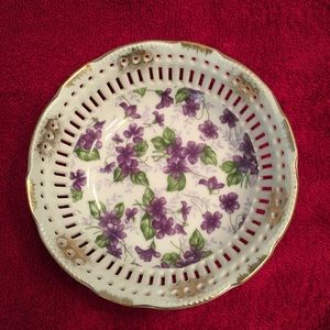 Vintage Ceramic bowl with purple flowers